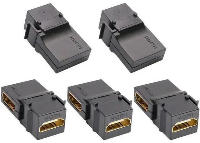 Main image of 90 Degree HDMI Keystone Coupler, Gold Plated Right Angle HDMI Keystone Jack Insert Female to Female 3D 4K Coupler Adapter for Wall Plate (Black/5 Pack)