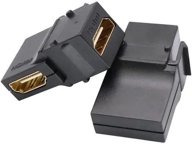 Alt view image 4 of 7 - 90 Degree HDMI Keystone Coupler, Gold Plated Right Angle HDMI Keystone Jack Insert Female to Female 3D 4K Coupler Adapter for Wall Plate (Black/5 Pack)