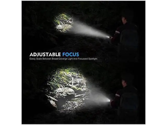 Alt view image 2 of 6 - Super Bright LED Flashlight 1000 Lumens Cree XML T6 Water Resistant Focus Zoom Flashlight Torch Rechargeable Handheld LED Light Lamp with 18650 Battery and Charger for Hiking Camping Emergency