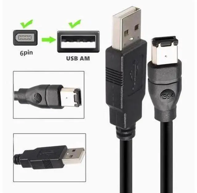 Main image of IEEE400 1394 Firewire USB AM to 6P cable USB to 1394 sound card connection USB to 6Pin 1394 cable 3m