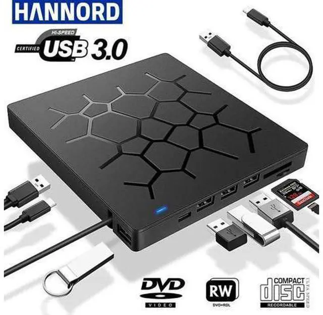 Main image of External CD/DVD Drive USB 3.0 Type-C 6 in 1 DVD Drive PlayerOptical Drive With SD/TF & USB3.0 Slots Optical Drives For PC Laptop