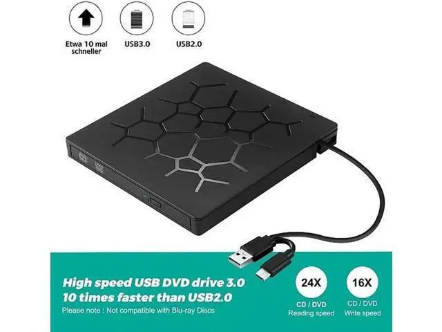Alt view image 4 of 6 - External CD/DVD Drive USB 3.0 Type-C 6 in 1 DVD Drive PlayerOptical Drive With SD/TF & USB3.0 Slots Optical Drives For PC Laptop