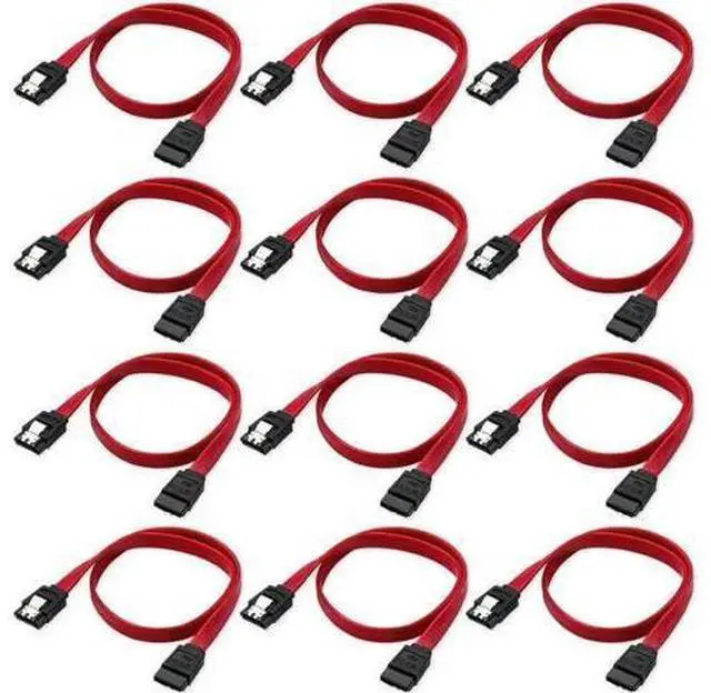 Main image of 12-Pack SATA III Cable,SATA III 6.0 Gbps Data Cable Straight with Locking Latch 16 Inches SATA Cable Pack for HDDSSDCD and DVD Drives Red