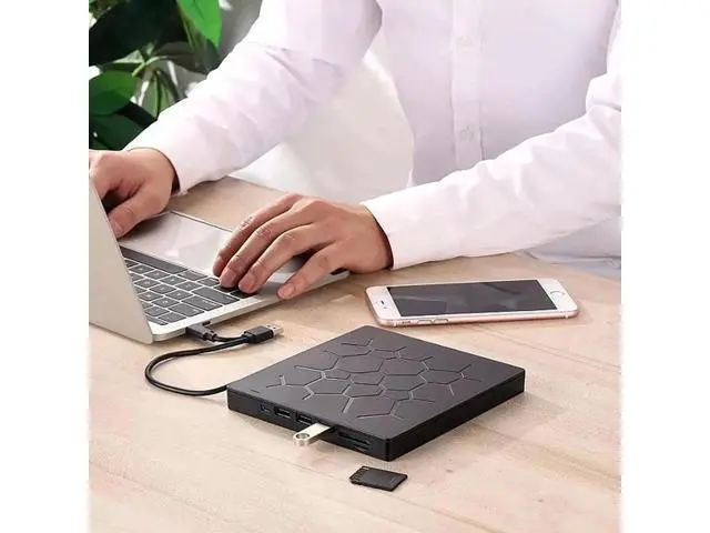 Alt view image 5 of 6 - External CD/DVD Drive USB 3.0 Type-C 6 in 1 DVD Drive PlayerOptical Drive With SD/TF & USB3.0 Slots Optical Drives For PC Laptop