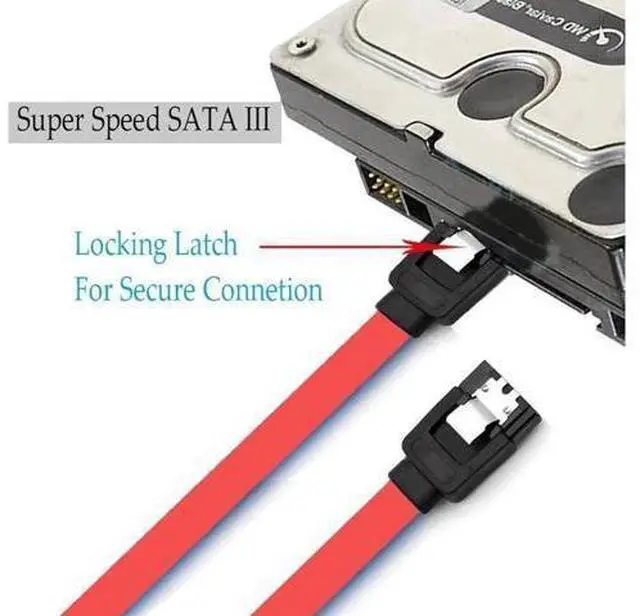 Alt view image 4 of 7 - 12-Pack SATA III Cable,SATA III 6.0 Gbps Data Cable Straight with Locking Latch 16 Inches SATA Cable Pack for HDDSSDCD and DVD Drives Red