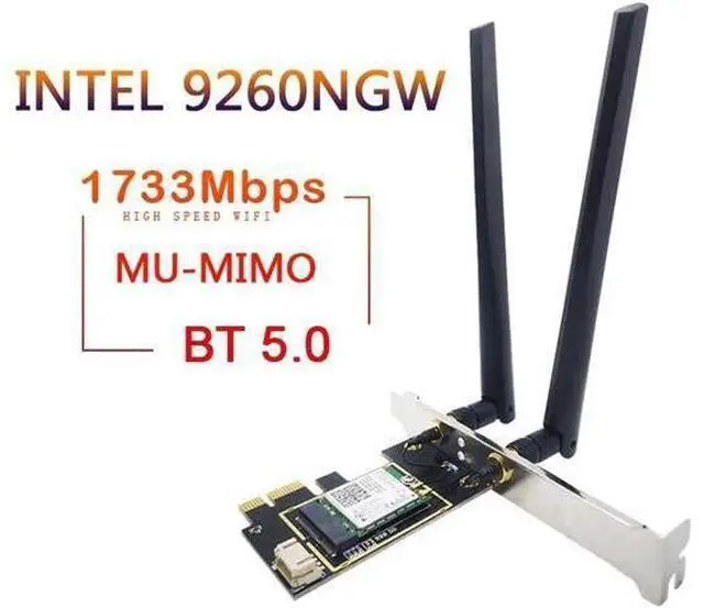 Main image of WiFi Card Wireless Bluetooth Adapter Dual Band PCIe Wireless 9260ac 1730Mbps MU-MIMO WiFi PCI-E 1X Card BT 5.0