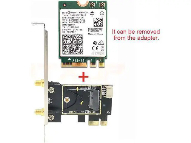 Alt view image 3 of 4 - WiFi Card Wireless Bluetooth Adapter Dual Band PCIe Wireless 9260ac 1730Mbps MU-MIMO WiFi PCI-E 1X Card BT 5.0