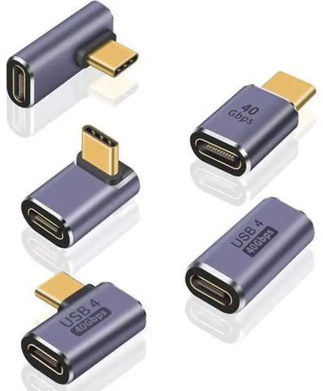 Main image of Aomoproing 5-Pack USB C Adapter 40Gbps, 90 Degree Right Angle USB C Adapter 100W, PD 3.1 Type C Male to Female Extender Adapter Support 8K Video for Thunderbolt 4/3, Laptop, Tablet, Phones