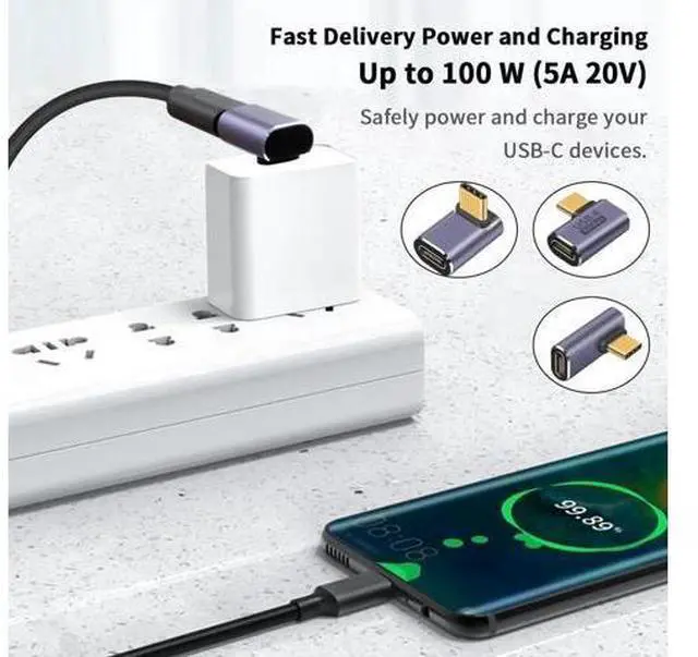 Alt view image 2 of 6 - Aomoproing 5-Pack USB C Adapter 40Gbps, 90 Degree Right Angle USB C Adapter 100W, PD 3.1 Type C Male to Female Extender Adapter Support 8K Video for Thunderbolt 4/3, Laptop, Tablet, Phones