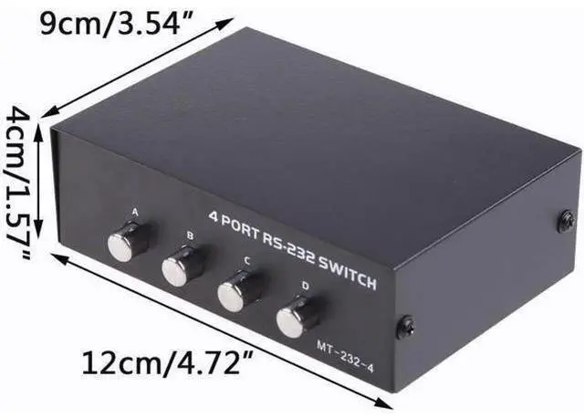Alt view image 5 of 5 - Aomoproing Metal Case 4 Port Manual Rs-232 Switch for Pc Sharing to Serial Device 4 in 1 Out for Computer Printer Communication