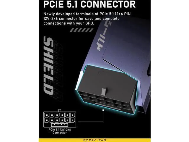 Alt view image 4 of 7 - Aomoproing PCIe 5.0 Adapter - 600W 12+4pin,16pin 12VHPWR GPU Power Connector,12V-2x6 GPU Adapter,90 Degree Right Angle - Compatible with RTX 3090Ti, 4070Ti, 4080, 4090 GPU - RVS Type, Purple, 1 Pack