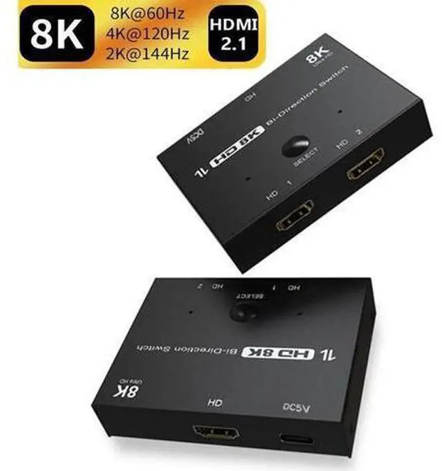 Main image of Bi-Direction 8K HDMI Switcher, High Speed 48Gbps 2 in 1 out/1 in 2 out Splitter 8K@60Hz 4K@120Hz Directional 2.1 Converter for PS4 TV Box HDTV Xbox Projector