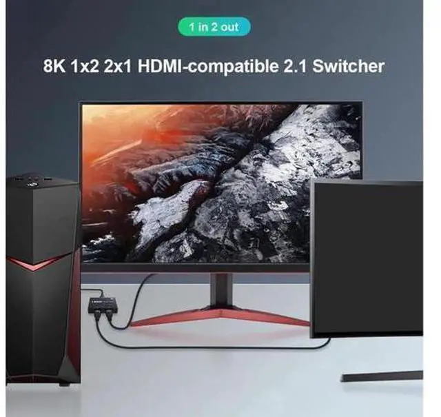 Alt view image 2 of 7 - Bi-Direction 8K HDMI Switcher, High Speed 48Gbps 2 in 1 out/1 in 2 out Splitter 8K@60Hz 4K@120Hz Directional 2.1 Converter for PS4 TV Box HDTV Xbox Projector