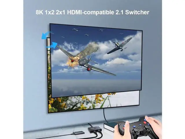 Alt view image 3 of 7 - Bi-Direction 8K HDMI Switcher, High Speed 48Gbps 2 in 1 out/1 in 2 out Splitter 8K@60Hz 4K@120Hz Directional 2.1 Converter for PS4 TV Box HDTV Xbox Projector