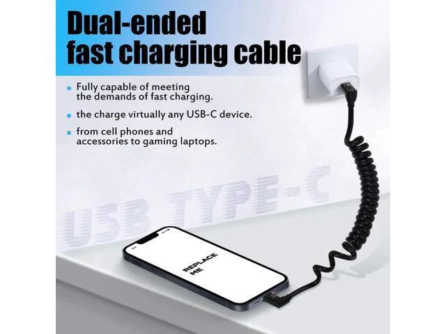 Alt view image 7 of 7 - Aomoproing 3.9ft Max USB 4.0 Type C Coiled Cable, Bidirectional 40Gbps, 240W PD Charging, 8K@60Hz Video, Straight to Left Right Angle Male Spring Spiral Cord for Thunderbolt 4/3, Smartphone, Monitor