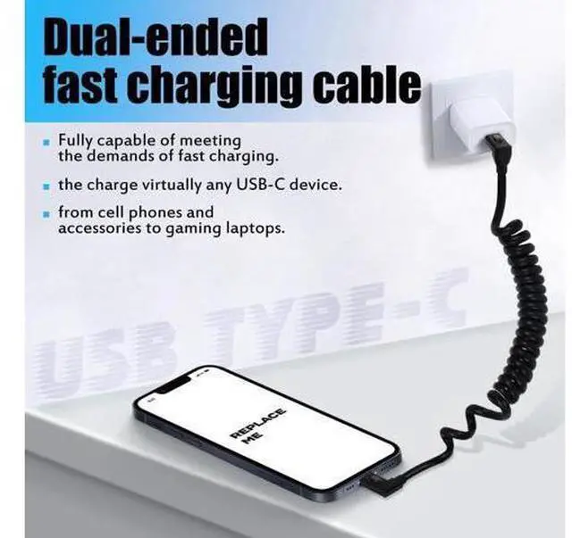 Alt view image 6 of 7 - Aomoproing3.9ft USB 4.0 Type C Coiled Cable, Bidirectional 40Gbps, 240W PD Charging, 8K@60Hz Video, Left Right to Up Down Angle Male Spring Spiral Cord for Thunderbolt 4/3, Smartphone, Laptop, Monitor