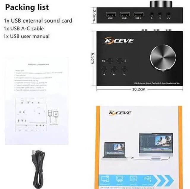 Main image of External Sound Card with Volume Control, Multimedia USB Controller Knob, USB Audio Adapter with 3.5mm Headphone and Microphone Jack, for Windows, Mac, Linux, PC, Laptops, Desktops