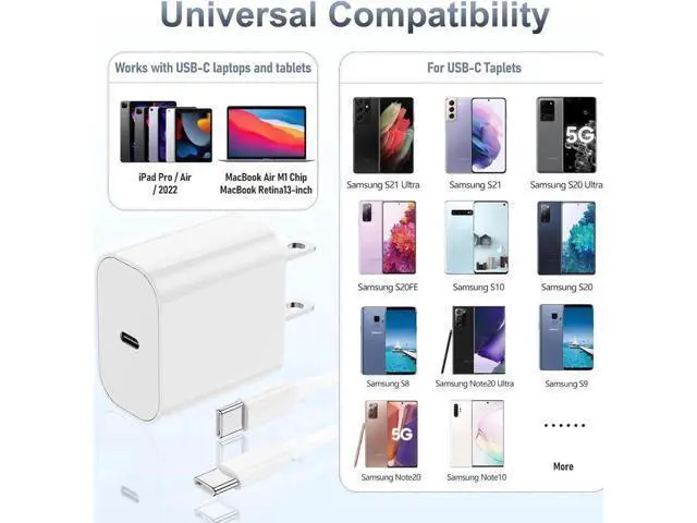 Alt view image 7 of 7 - iPhone 15 Fast Charger, 20W USB C Charging Block for Apple iPhone 15 Plus/15 Pro Max, iPad Pro 12.9/11 inch/4/3th/Air/Mini/6 Gen,iPad Wall Plug Power Adapter Cube Brick/6ft Type C to C Cable Cord Long