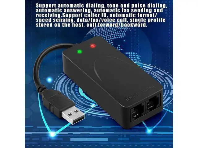 Alt view image 2 of 7 - USB 56K Voice Fax Data External V.90 V.92 Modem With Dual Ports, Compatible With Windows 98SE/2000/ME/XP/Vista/Win 7/Win 8/Win 10 Support Auto-Dial, Tone and Pulse Dialing, Auto Answer, Auto Retrain