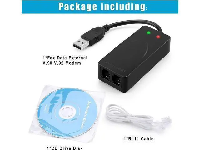 Alt view image 5 of 7 - USB 56K Voice Fax Data External V.90 V.92 Modem With Dual Ports, Compatible With Windows 98SE/2000/ME/XP/Vista/Win 7/Win 8/Win 10 Support Auto-Dial, Tone and Pulse Dialing, Auto Answer, Auto Retrain