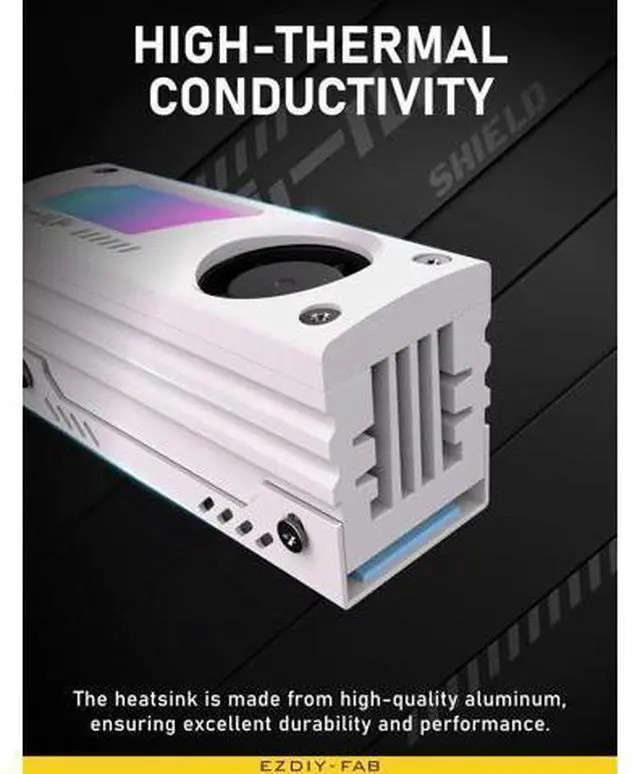 Alt view image 4 of 7 - Shield ARGB M.2 SSD Heatsink with Build-in 20mm PWM Fan, Premium Aluminum Design,5V 3-Pin ARGB Sync, High-Performance SSD Cooler for M.2 2280-White-1 Pack