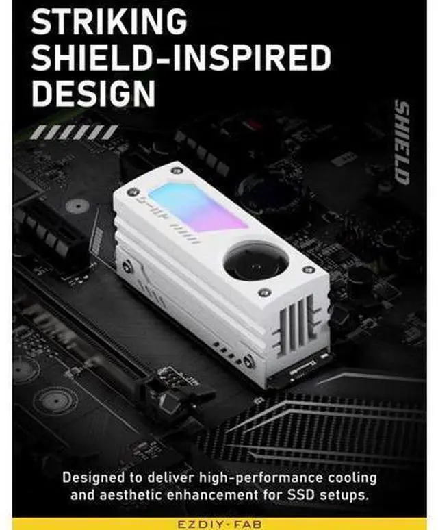 Alt view image 7 of 7 - Shield ARGB M.2 SSD Heatsink with Build-in 20mm PWM Fan, Premium Aluminum Design,5V 3-Pin ARGB Sync, High-Performance SSD Cooler for M.2 2280-White-1 Pack