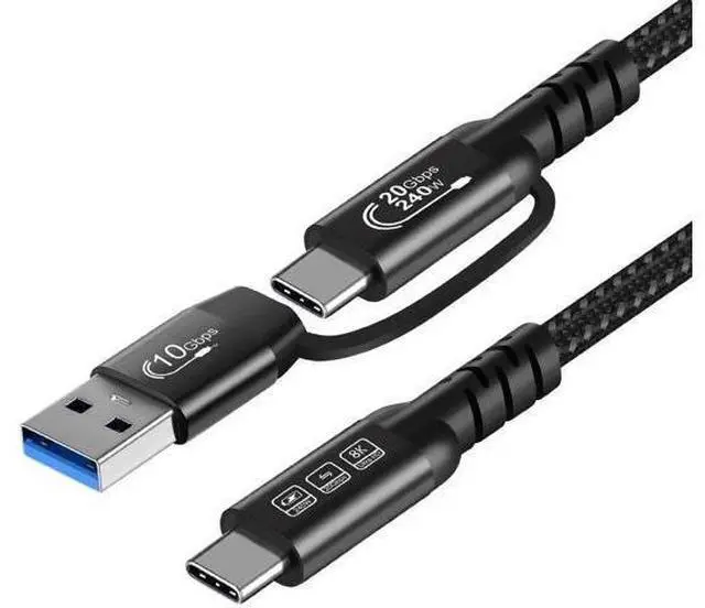 Main image of Aomoproing USB2.0 A to USB C 3.2 Type C 20Gbps Male to Male Detachable 2m 6.6ft Cable Data Extension 10Gbps 240W Fast Charge 8K Ultra HD Video Data Connection Power Line