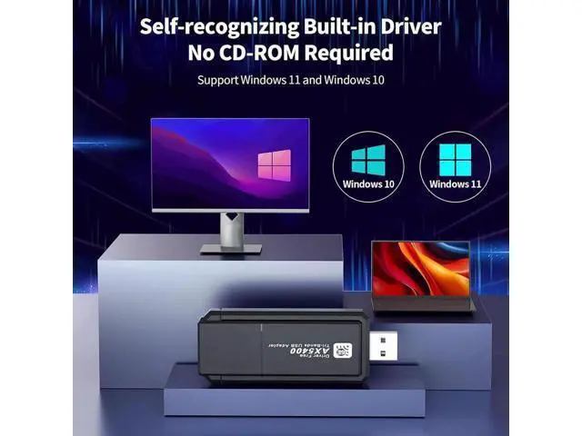 Alt view image 2 of 7 - WiFi 6E Wireless Adapter, USB 3.0 WiFi Adapter for PC, AX5400M 802.11AX, Tri-Band 6GHz/5GHz/2.4GHz, WPA3, Wireless USB WiFi Dongle Network Adapter for PC Laptop, Only Compatible with Windows 11/10
