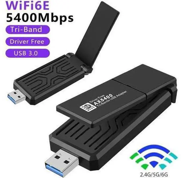 Main image of WiFi 6E Wireless Adapter, USB 3.0 WiFi Adapter for PC, AX5400M 802.11AX, Tri-Band 6GHz/5GHz/2.4GHz, WPA3, Wireless USB WiFi Dongle Network Adapter for PC Laptop, Only Compatible with Windows 11/10