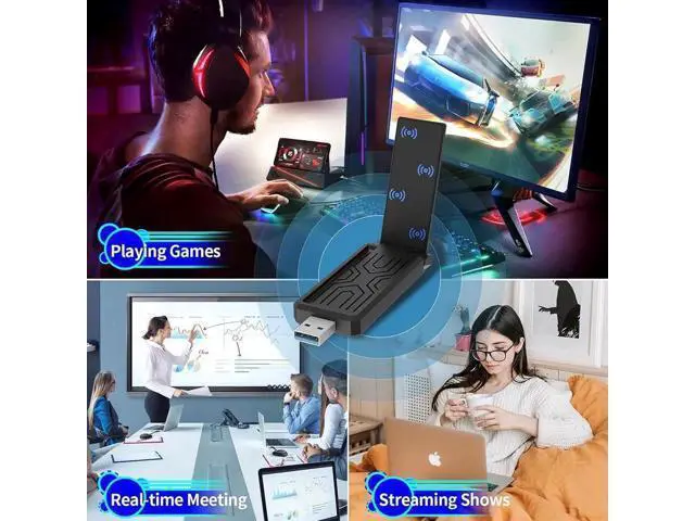 Alt view image 4 of 7 - WiFi 6E Wireless Adapter, USB 3.0 WiFi Adapter for PC, AX5400M 802.11AX, Tri-Band 6GHz/5GHz/2.4GHz, WPA3, Wireless USB WiFi Dongle Network Adapter for PC Laptop, Only Compatible with Windows 11/10