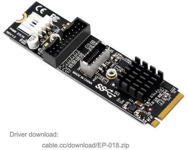 Alt view image 2 of 7 - Aomoproing 5Gbps Type-E USB 3.1 Front Panel Socket & USB 2.0 to NVME NGFF M-Key Express Card VL805 Adapter for Motherboard