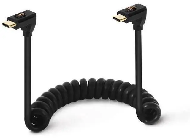 Main image of 3.9ft USB 4.0 Type C Coiled Cable, Bidirectional 40Gbps Data, 240W PD Charging, 8K@60Hz Video, Up Down to Up Down Angle Male Spring Spiral Cord for Thunderbolt 4/3, Smartphone, Laptop, Monitor