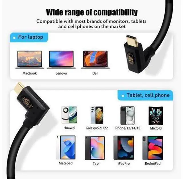 Alt view image 3 of 7 - 3.9ft USB 4.0 Type C Coiled Cable, Bidirectional 40Gbps Data, 240W PD Charging, 8K@60Hz Video, Up Down to Up Down Angle Male Spring Spiral Cord for Thunderbolt 4/3, Smartphone, Laptop, Monitor