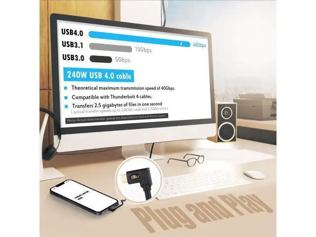 Alt view image 6 of 7 - 3.9ft USB 4.0 Type C Coiled Cable, Bidirectional 40Gbps Data, 240W PD Charging, 8K@60Hz Video, Up Down to Up Down Angle Male Spring Spiral Cord for Thunderbolt 4/3, Smartphone, Laptop, Monitor