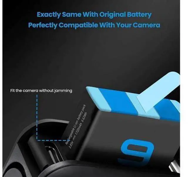 Alt view image 4 of 6 - Hero 11 / Hero 10 / Hero 9 Replacement Batteries 3-Pack and 3-Channel USB Charger Compatible with GoPro Hero 11 Black / Hero 10 Black / Hero 9 Black (Fully Compatible with GoPro Hero11 / Hero10 / Hero