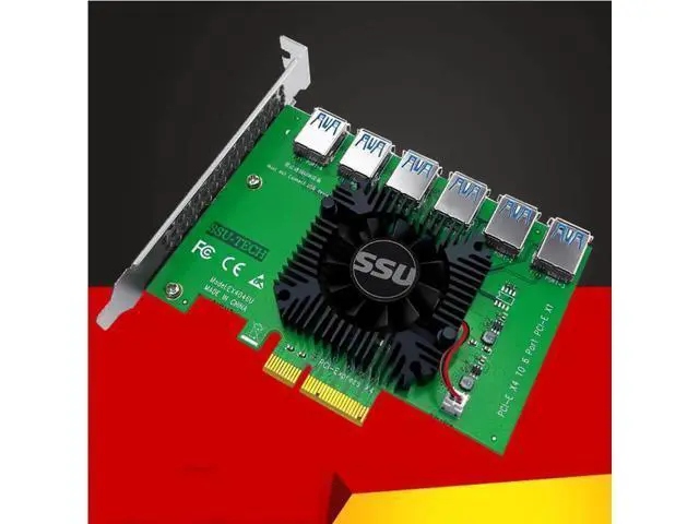Alt view image 2 of 6 - PCI Express X4 20Gb 1 to 6 Riser Card PCI-E to PCI-E Adapter PCIE Slot 4X to 16X USB 3.0 Riser Extender For Bitcoin Miner Mining