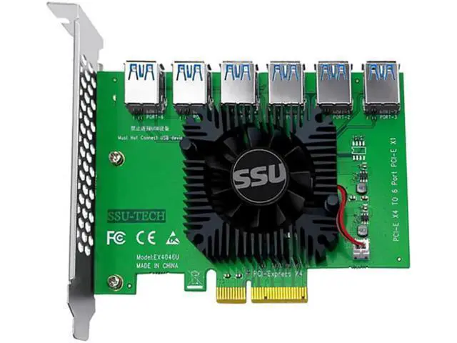Alt view image 3 of 6 - PCI Express X4 20Gb 1 to 6 Riser Card PCI-E to PCI-E Adapter PCIE Slot 4X to 16X USB 3.0 Riser Extender For Bitcoin Miner Mining