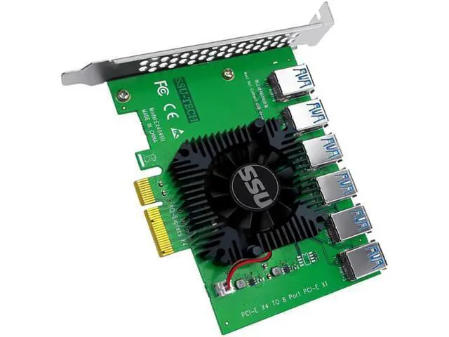 Alt view image 6 of 6 - PCI Express X4 20Gb 1 to 6 Riser Card PCI-E to PCI-E Adapter PCIE Slot 4X to 16X USB 3.0 Riser Extender For Bitcoin Miner Mining
