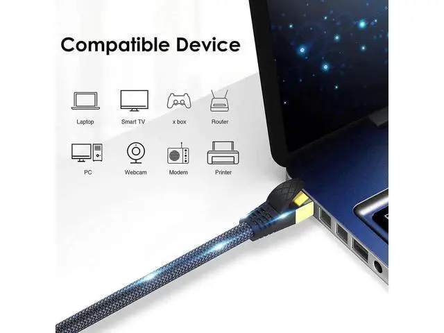 Alt view image 4 of 7 - Cat 8 Ethernet Cable 100ft, Outdoor, Indoor Nylon Braided Cat 8 Cable, Heavy Duty 26AWG 40Gbps, 2000MHz, S/FTP Patch Cord for Xbox, POE, PS5, Router