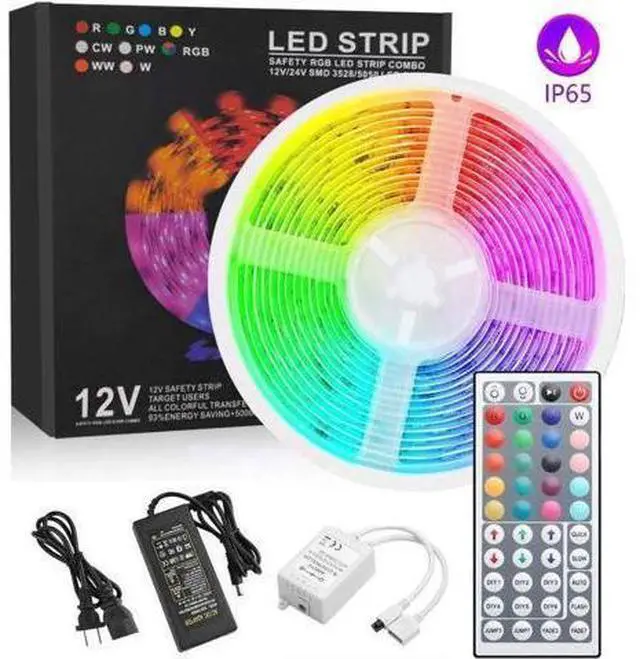 Main image of LED Strip Lights with Remote 300 LEDs 16.4FT Light Stripe with RGB 5050 LED 16 Color Changing and 4 Modes Dimmable Led Stripe Lights 12V Stripe Light for Indoor and Outdoor Decoration