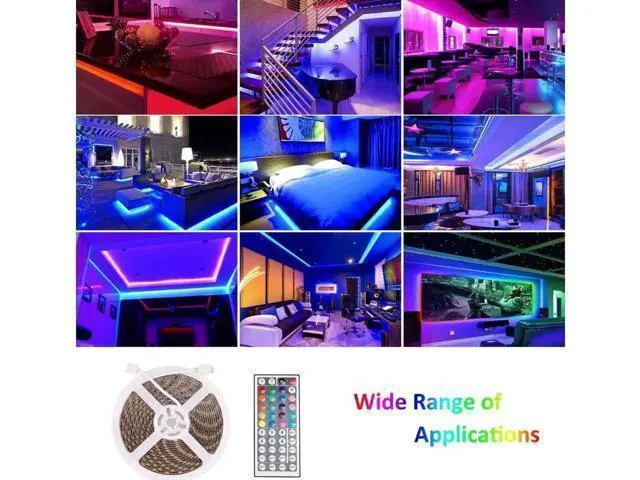 Alt view image 3 of 7 - LED Strip Lights with Remote 300 LEDs 16.4FT Light Stripe with RGB 5050 LED 16 Color Changing and 4 Modes Dimmable Led Stripe Lights 12V Stripe Light for Indoor and Outdoor Decoration