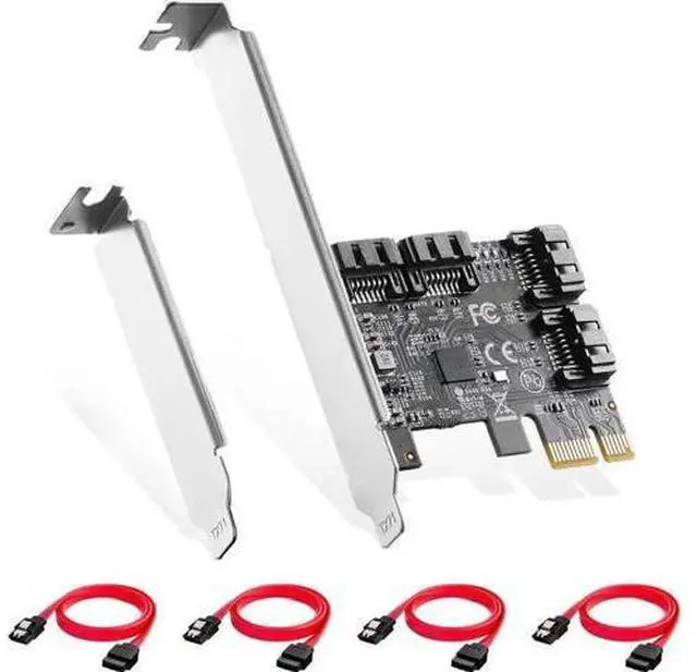 Main image of Aomoproing PCIE X1 to SATA Card 4 Port, 6Gbps SATA 3.0 Controller, Includes 4 SATA Cables and Low Profile Bracket, for Windows 10/11