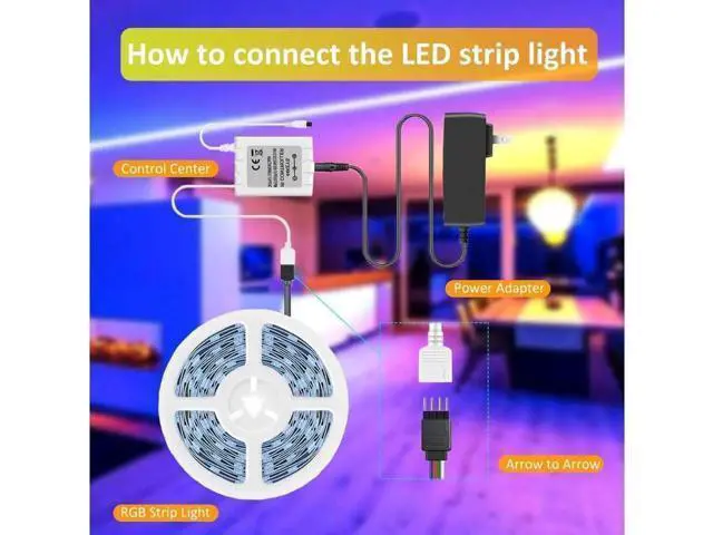 Alt view image 7 of 7 - LED Strip Lights with Remote 300 LEDs 16.4FT Light Stripe with RGB 5050 LED 16 Color Changing and 4 Modes Dimmable Led Stripe Lights 12V Stripe Light for Indoor and Outdoor Decoration