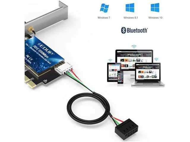 Alt view image 5 of 7 - 1200M WiFi PCI Express Adapter Dual Band 5GHz/2.4GHz Wireless Bluetooth PCI-E Network Card Adapter for PC Desktop Windows 10