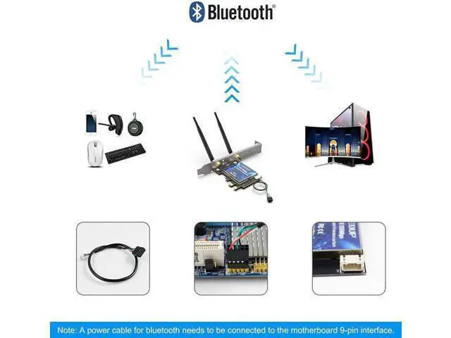 Alt view image 7 of 7 - 1200M WiFi PCI Express Adapter Dual Band 5GHz/2.4GHz Wireless Bluetooth PCI-E Network Card Adapter for PC Desktop Windows 10