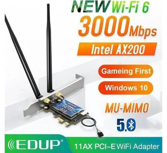 Main image of 3000Mbps WiFi 6 PCI-E Network Card 802.11ax/ac Dual band 2.4G/5GHz Wireless Intel AX 200 PCI Express WiFi Bluetooth Adapter