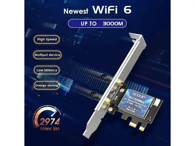 Alt view image 7 of 7 - 3000Mbps WiFi 6 PCI-E Network Card 802.11ax/ac Dual band 2.4G/5GHz Wireless Intel AX 200 PCI Express WiFi Bluetooth Adapter