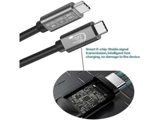 Alt view image 4 of 6 - USB4 for Thunderbolt 5 Cable 3.3ft (1m) 80Gbps, 240W PD Fast Charging, 16K/8K Video, Compatible with MacBook Pro/Air, iPad Pro, Dell XPS, Surface Laptop, Galaxy Book