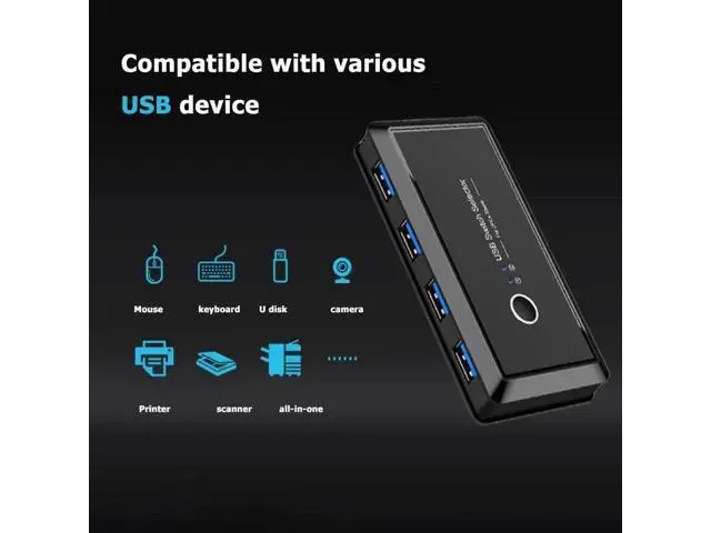 Alt view image 2 of 7 - USB KVM Switch USB 3.0 Switcher 2 Port PCs Sharing 4 Devices for Keyboard Mouse Printer Monitor USB3.0 Switch Selector