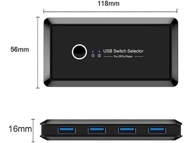 Alt view image 6 of 7 - USB KVM Switch USB 3.0 Switcher 2 Port PCs Sharing 4 Devices for Keyboard Mouse Printer Monitor USB3.0 Switch Selector